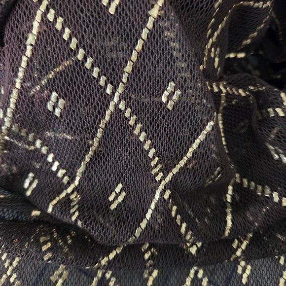 VIntgae Circa 1920 Assuit Ladies Shawl / Geometric Gold Pattern - Picture 2 of 4